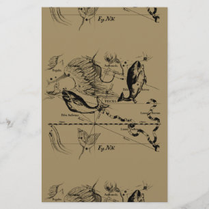 Pisces Constellation Hevelius 1690 Decor Brevpapper