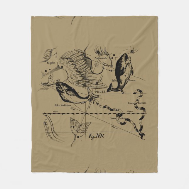 Pisces Constellation Hevelius 1690 Feb19-March 20 Fleecefilt (Framsidan)