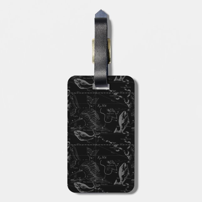 Pisces Constellation Hevelius 1690 Karta Engrave Bagagebricka (Baksidan Lodrät)