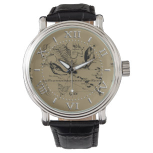 Pisces Constellation Hevelius 1690 on Taupe Dial Armbandsur