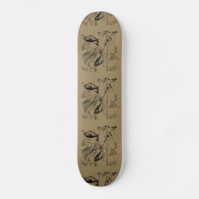 Pisces Constellation Hevelius 1690 on Taupe Mini Skateboard Bräda 18,5 Cm (Framsida)