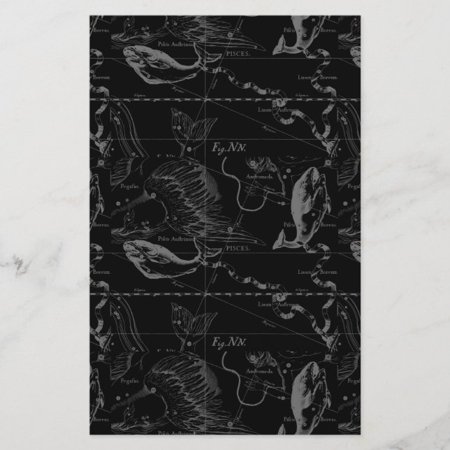 Pisces Constellation Karta av Hevelius 1690 Brevpapper (Framsida)