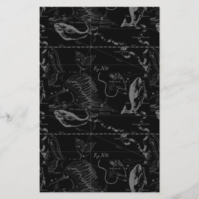 Pisces Constellation Karta av Hevelius 1690 Flygblad (Framsidan)