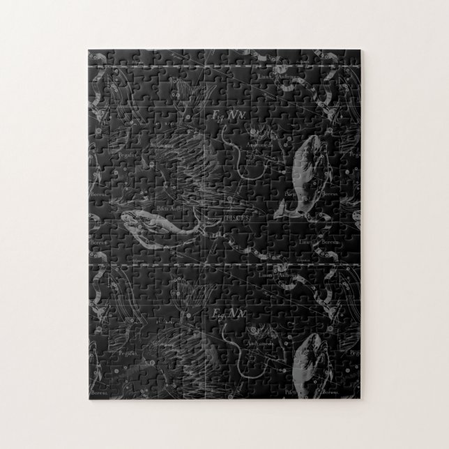 Pisces Constellation Karta av Hevelius 1690 Pussel (Vertikal)