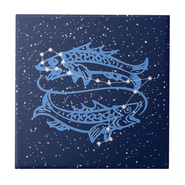 Pisces Constellation och Sol-tecken med stjärnor Kakelplatta (Framsidan)