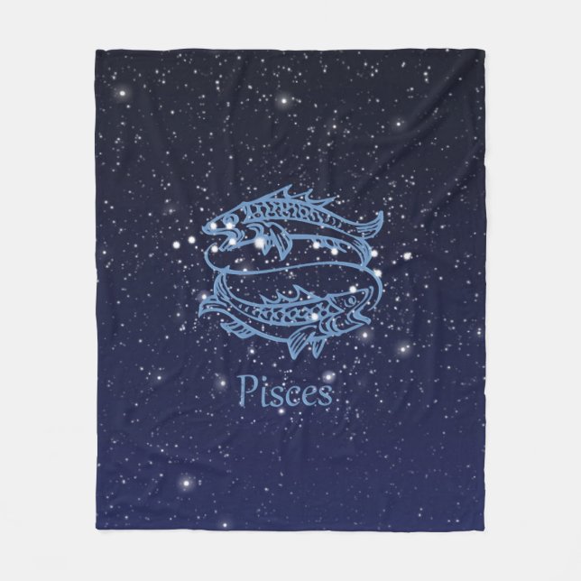 Pisces Constellation och Zodiac Sign med stjärnor Fleecefilt (Framsidan)