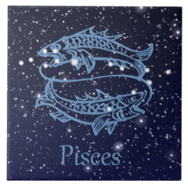 Pisces Constellation och Zodiac Sign med stjärnor Kakelplatta