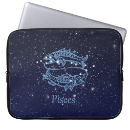 Pisces Constellation och Zodiac Sign med stjärnor Laptop Sleeve