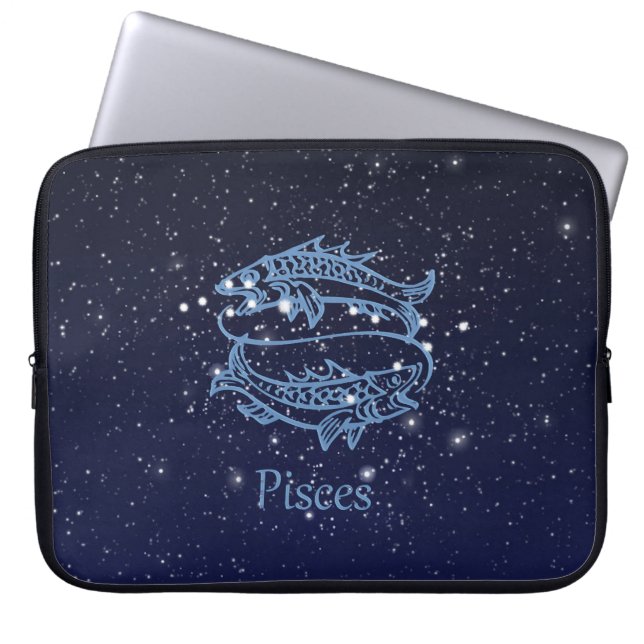 Pisces Constellation och Zodiac Sign med stjärnor Laptop Sleeve (Framsidan)
