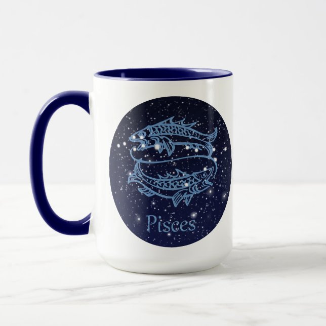Pisces Constellation och Zodiac Sign med stjärnor Mugg (Vänster)