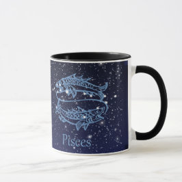 Pisces Constellation och Zodiac Sign med stjärnor Mugg