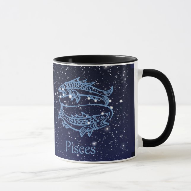 Pisces Constellation och Zodiac Sign med stjärnor Mugg (Höger)
