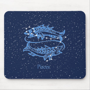 Pisces Constellation och Zodiac Sign med stjärnor Musmatta