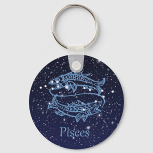Pisces Constellation och Zodiac Sign med stjärnor Nyckelring
