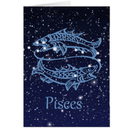 Pisces Constellation och Zodiac Sign med stjärnor OBS Kort