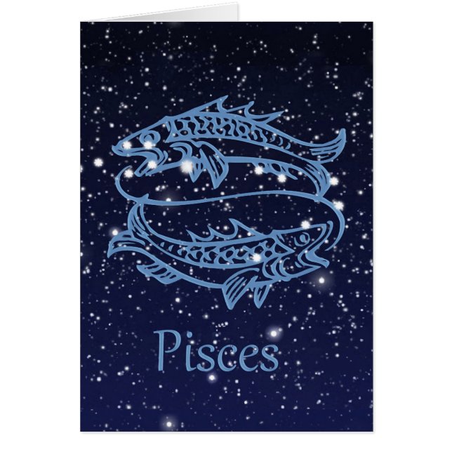 Pisces Constellation och Zodiac Sign med stjärnor OBS Kort (Framsidan)