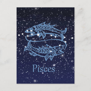 Pisces Constellation och Zodiac Sign med stjärnor Vykort
