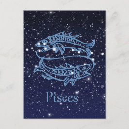 Pisces Constellation och Zodiac Sign med stjärnor Vykort