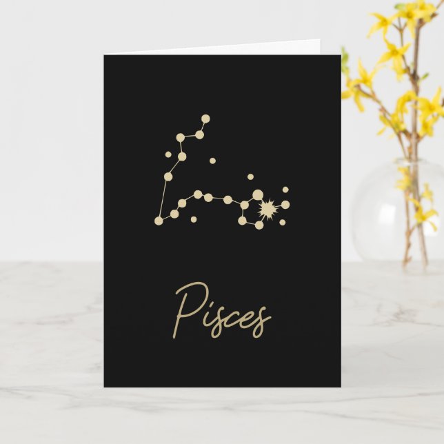 Pisces Constellation Zodiac Kort (Gul blomma)