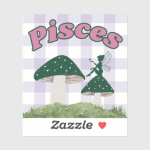 Pisces Cottagecore Aesthetic Fairy Mushroom Art Klistermärken