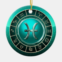 Pisces - den astrologiska fisken undertecknar julgransprydnad keramik