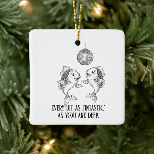 Pisces Disco Fish Pun Christmas Ornament (Träd)