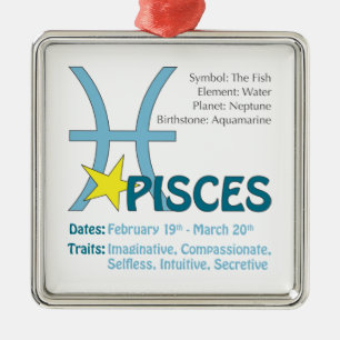 Pisces drag kvadrerar prydnaden julgransprydnad metall