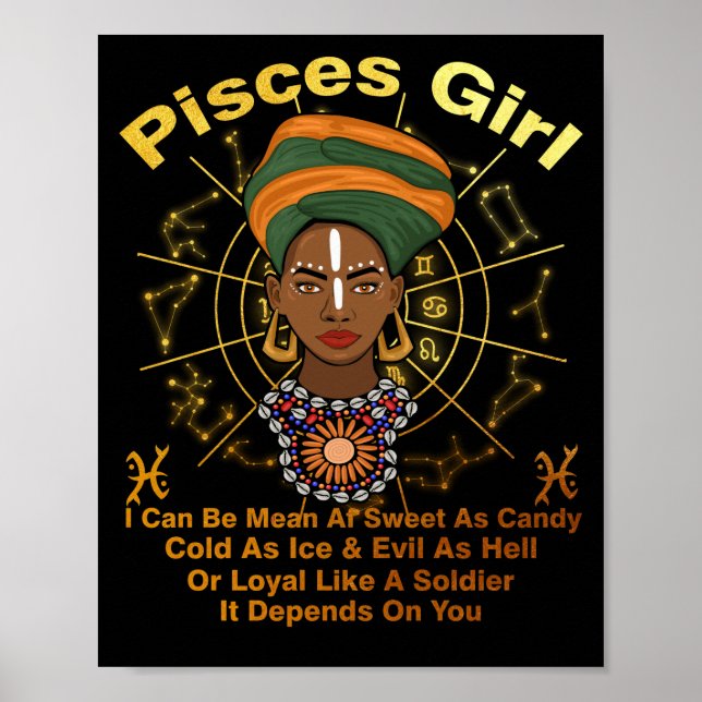 Pisces drottning Sweet as Candy Birthday Black Wom Poster (Framsidan)