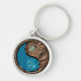Pisces & Earth Snake Rund Silverfärgad Nyckelring