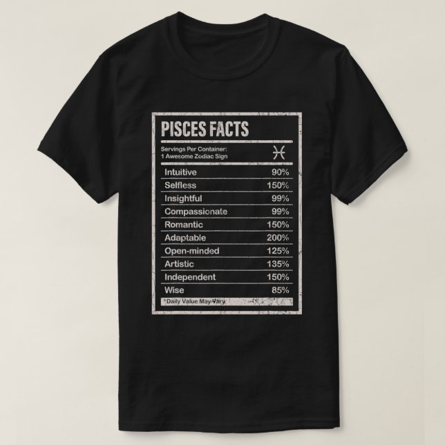Pisces Facts Apparel For Men And Women Funny Zodia T Shirt (Design framsida)