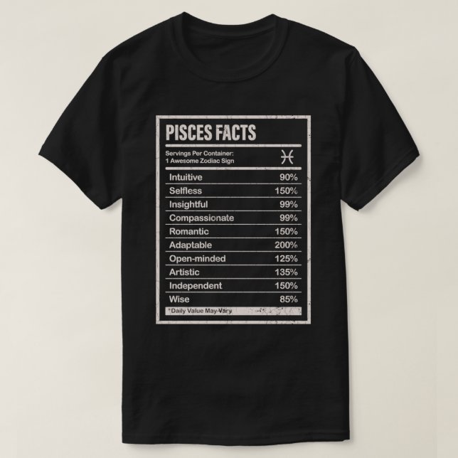 Pisces Facts Apparel For Men And Women Funny Zodia T Shirt (Design framsida)