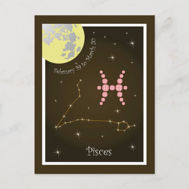 Pisces Februari 19 ton of March 20 vycard Vykort (Framsida)