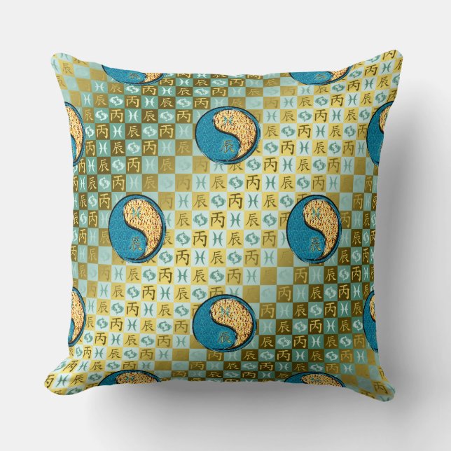 Pisces & Fire Dragon Throw Pillow Kudde (Framsida)