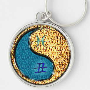 Pisces & Fire Ox Rund Silverfärgad Nyckelring