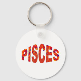 Pisces - Firey Orange Gult Blue Nyckelring