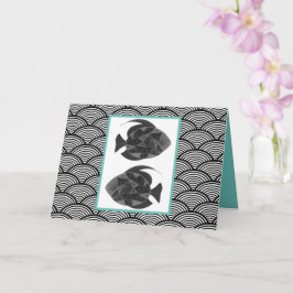 Pisces Fish Black White Aqua Zodiac Japan Birthday Kort