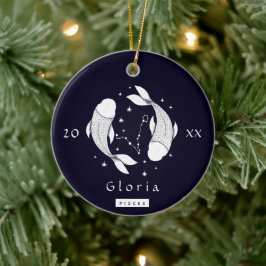 Pisces Fish Constellation Horoscope Sign Namn år Julgransprydnad Keramik