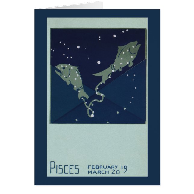 Pisces Fish Constellation Vintage Zodiac Astrology Hälsningskort (Framsidan)