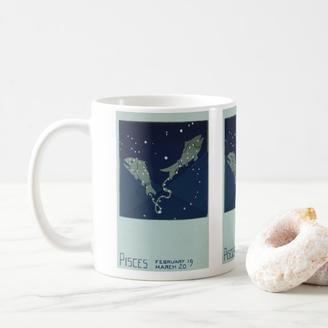 Pisces Fish Constellation Vintage Zodiac Astrology Kaffemugg (Med munk)
