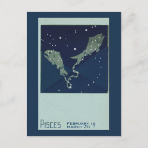 Pisces Fish Constellation Vintage Zodiac Astrology Vykort