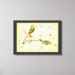 Pisces Fish, Vintage Constellation Uranias Spegel Canvastryck