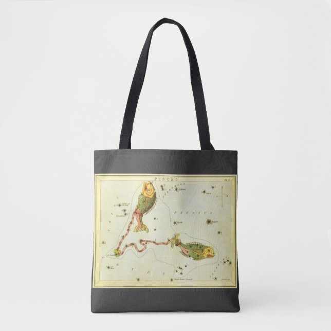 Pisces Fish, Vintage Constellation Uranias Spegel Tygkasse (Framsida)