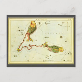 Pisces Fish, Vintage Constellation Uranias Spegel Vykort