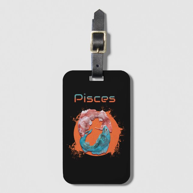 Pisces Fish Zodiac Horoscope Vatten Astrology-teck Bagagebricka (Framsida vertikal)