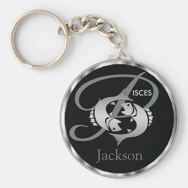 Pisces ♓ Fish - Zodiac Sign Nyckelring (Framsidan)