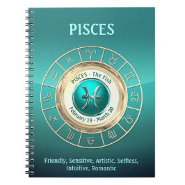 PISCES - fiskzodiacen undertecknar Anteckningsbok Med Spiral