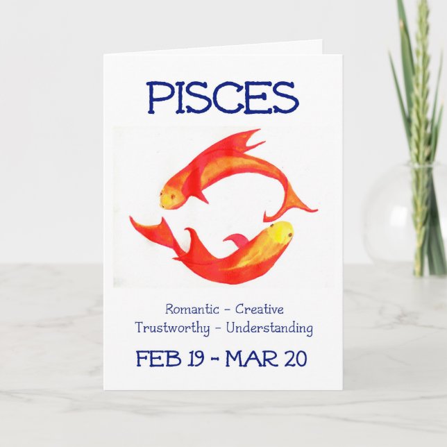 "Pisces" födelsedagkort Kort (Framsida)