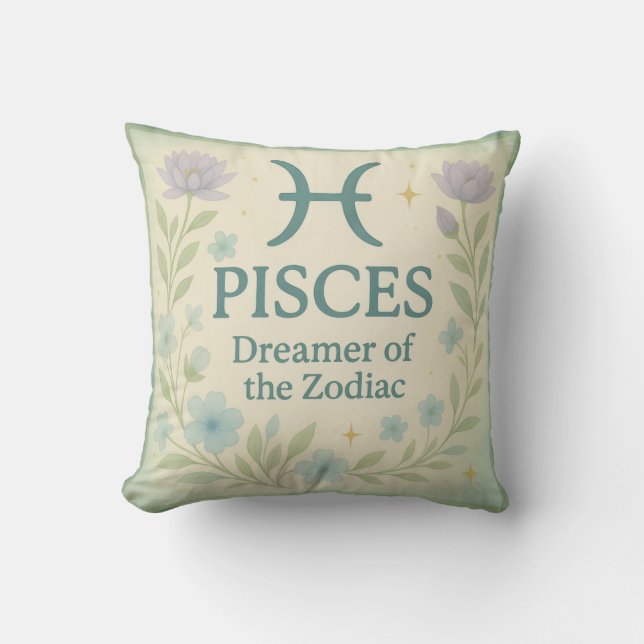 Pisces Gift Pillow – Dreamer of the Zodiac Astrolo Kudde (Framsida)