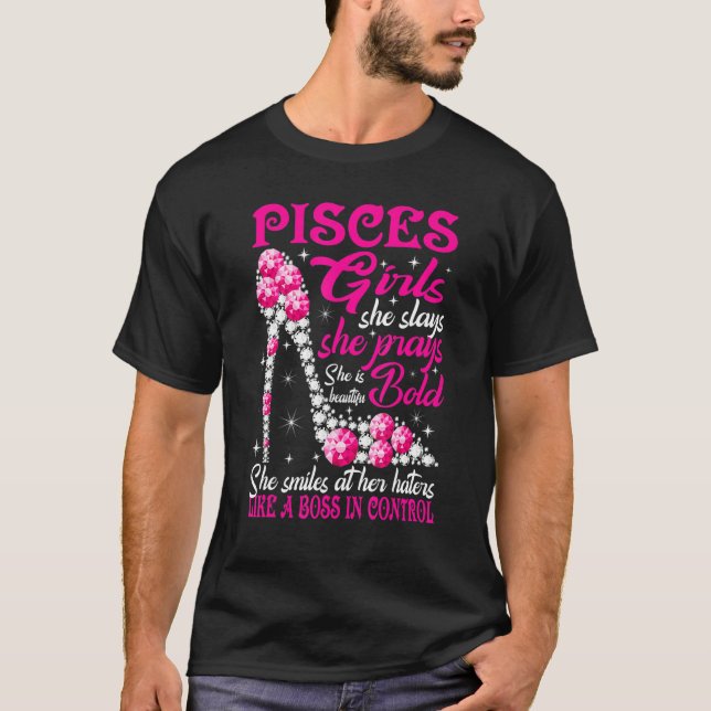 Pisces Girl Like A Boss In Control Diamond Shoes F T Shirt (Framsida)