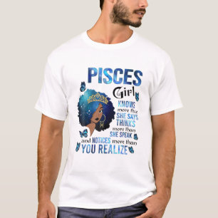 Pisces Girl vet mer än hon säger Black Queen M T Shirt